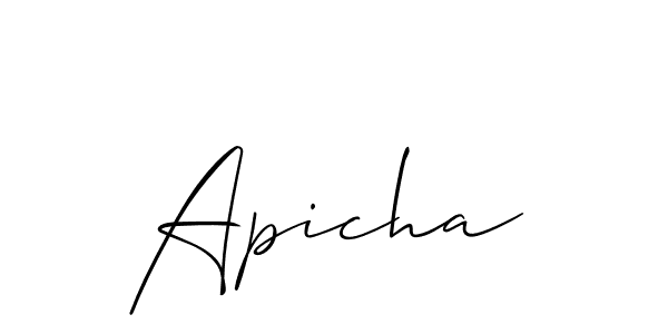 Use a signature maker to create a handwritten signature online. With this signature software, you can design (Allison_Script) your own signature for name Apicha. Apicha signature style 2 images and pictures png