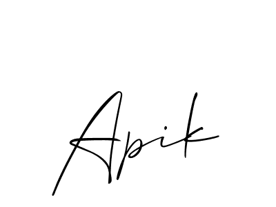 Design your own signature with our free online signature maker. With this signature software, you can create a handwritten (Allison_Script) signature for name Apik. Apik signature style 2 images and pictures png