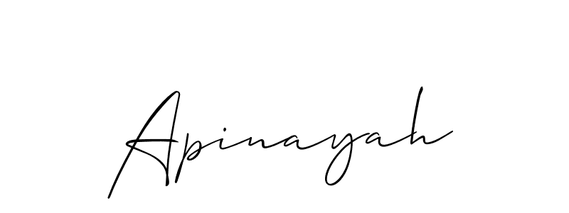 Use a signature maker to create a handwritten signature online. With this signature software, you can design (Allison_Script) your own signature for name Apinayah. Apinayah signature style 2 images and pictures png