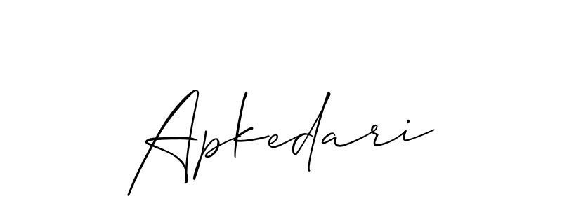 Design your own signature with our free online signature maker. With this signature software, you can create a handwritten (Allison_Script) signature for name Apkedari. Apkedari signature style 2 images and pictures png