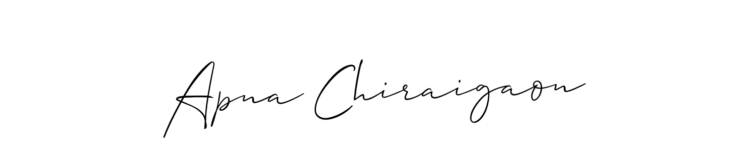 Make a beautiful signature design for name Apna Chiraigaon. With this signature (Allison_Script) style, you can create a handwritten signature for free. Apna Chiraigaon signature style 2 images and pictures png