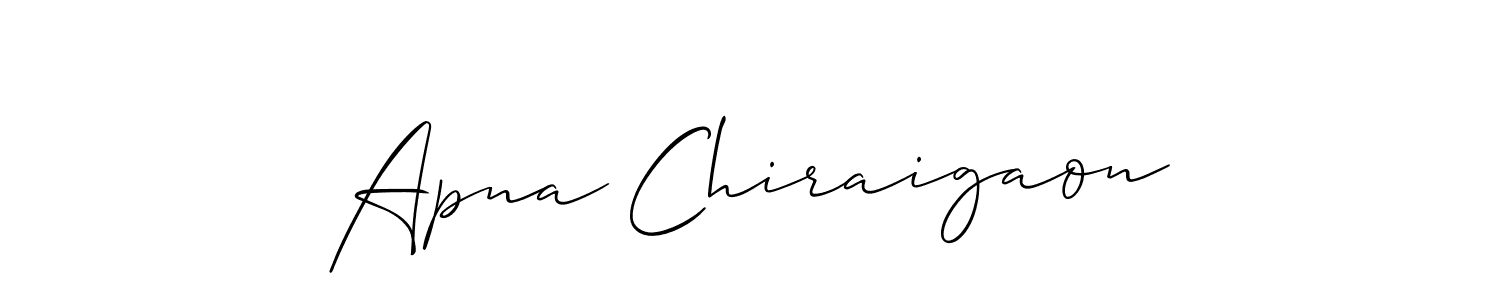 Make a beautiful signature design for name Apna Chiraigaon. With this signature (Allison_Script) style, you can create a handwritten signature for free. Apna Chiraigaon signature style 2 images and pictures png