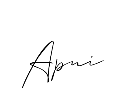 It looks lik you need a new signature style for name Apni. Design unique handwritten (Allison_Script) signature with our free signature maker in just a few clicks. Apni signature style 2 images and pictures png