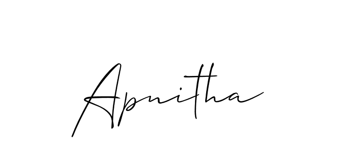 Create a beautiful signature design for name Apnitha. With this signature (Allison_Script) fonts, you can make a handwritten signature for free. Apnitha signature style 2 images and pictures png