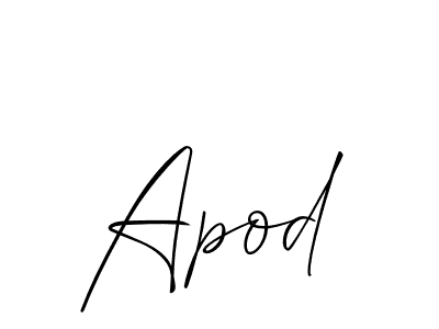 The best way (Allison_Script) to make a short signature is to pick only two or three words in your name. The name Apod include a total of six letters. For converting this name. Apod signature style 2 images and pictures png