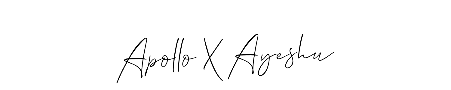 Also You can easily find your signature by using the search form. We will create Apollo X Ayeshu name handwritten signature images for you free of cost using Allison_Script sign style. Apollo X Ayeshu signature style 2 images and pictures png