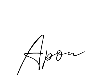 It looks lik you need a new signature style for name Apon. Design unique handwritten (Allison_Script) signature with our free signature maker in just a few clicks. Apon signature style 2 images and pictures png