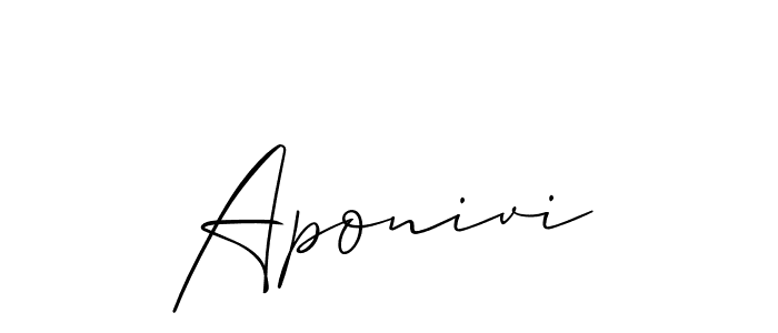 Use a signature maker to create a handwritten signature online. With this signature software, you can design (Allison_Script) your own signature for name Aponivi. Aponivi signature style 2 images and pictures png