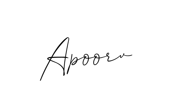 Also we have Apoorv name is the best signature style. Create professional handwritten signature collection using Allison_Script autograph style. Apoorv signature style 2 images and pictures png