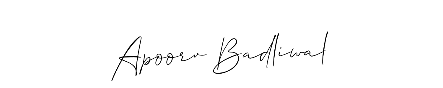 How to make Apoorv Badliwal signature? Allison_Script is a professional autograph style. Create handwritten signature for Apoorv Badliwal name. Apoorv Badliwal signature style 2 images and pictures png