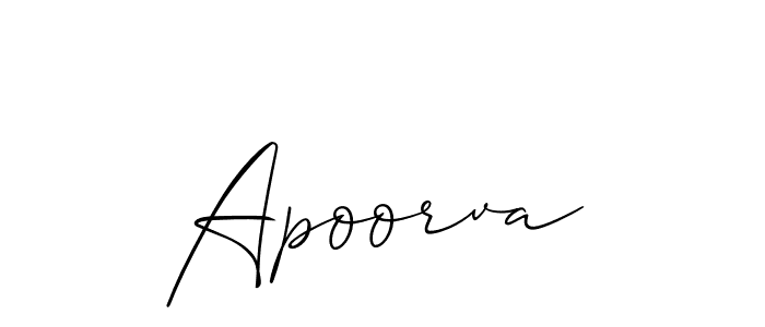 Use a signature maker to create a handwritten signature online. With this signature software, you can design (Allison_Script) your own signature for name Apoorva. Apoorva signature style 2 images and pictures png