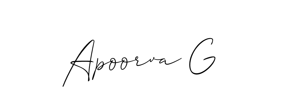 Also You can easily find your signature by using the search form. We will create Apoorva G name handwritten signature images for you free of cost using Allison_Script sign style. Apoorva G signature style 2 images and pictures png