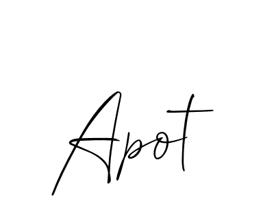 Use a signature maker to create a handwritten signature online. With this signature software, you can design (Allison_Script) your own signature for name Apot. Apot signature style 2 images and pictures png