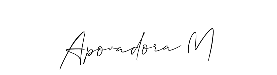 Allison_Script is a professional signature style that is perfect for those who want to add a touch of class to their signature. It is also a great choice for those who want to make their signature more unique. Get Apovadora M name to fancy signature for free. Apovadora M signature style 2 images and pictures png