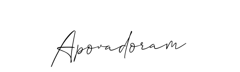 Use a signature maker to create a handwritten signature online. With this signature software, you can design (Allison_Script) your own signature for name Apovadoram. Apovadoram signature style 2 images and pictures png