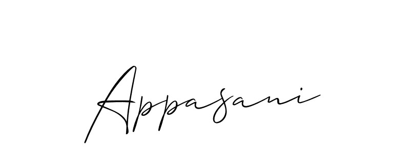 It looks lik you need a new signature style for name Appasani. Design unique handwritten (Allison_Script) signature with our free signature maker in just a few clicks. Appasani signature style 2 images and pictures png