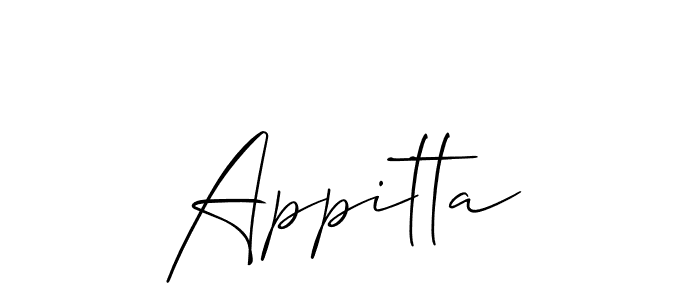 You can use this online signature creator to create a handwritten signature for the name Appitta. This is the best online autograph maker. Appitta signature style 2 images and pictures png