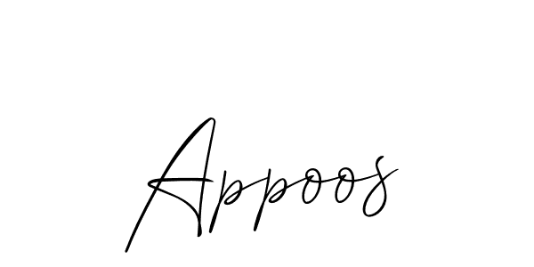 The best way (Allison_Script) to make a short signature is to pick only two or three words in your name. The name Appoos include a total of six letters. For converting this name. Appoos signature style 2 images and pictures png