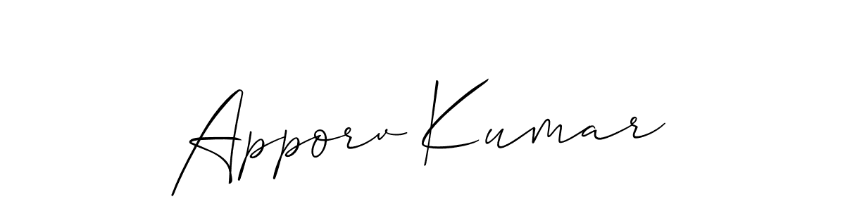 Use a signature maker to create a handwritten signature online. With this signature software, you can design (Allison_Script) your own signature for name Apporv Kumar. Apporv Kumar signature style 2 images and pictures png