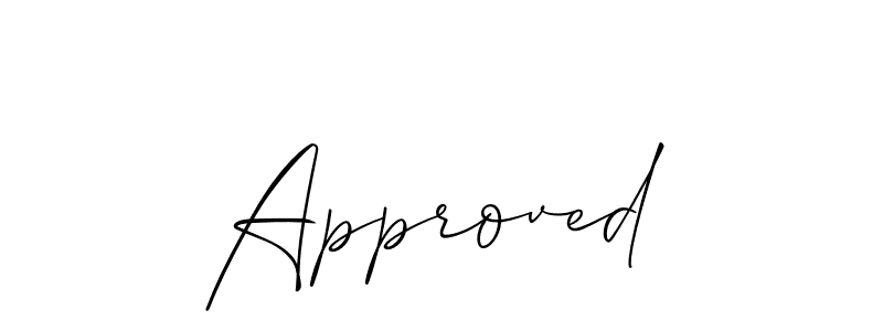 Use a signature maker to create a handwritten signature online. With this signature software, you can design (Allison_Script) your own signature for name Approved. Approved signature style 2 images and pictures png