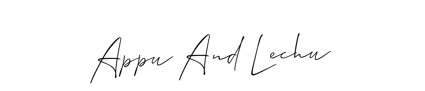 How to Draw Appu And Lechu signature style? Allison_Script is a latest design signature styles for name Appu And Lechu. Appu And Lechu signature style 2 images and pictures png