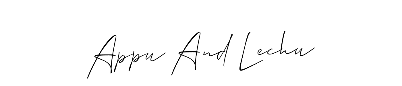 How to Draw Appu And Lechu signature style? Allison_Script is a latest design signature styles for name Appu And Lechu. Appu And Lechu signature style 2 images and pictures png