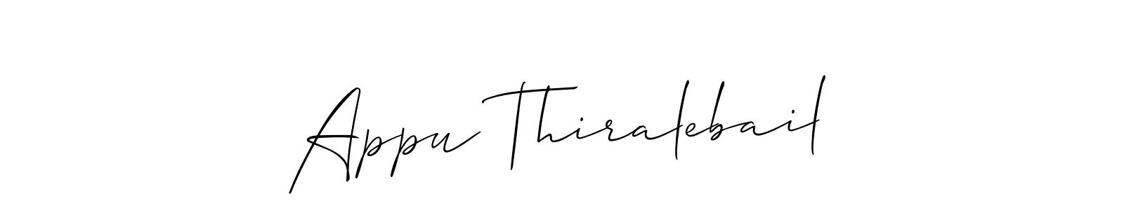 How to Draw Appu Thiralebail signature style? Allison_Script is a latest design signature styles for name Appu Thiralebail. Appu Thiralebail signature style 2 images and pictures png