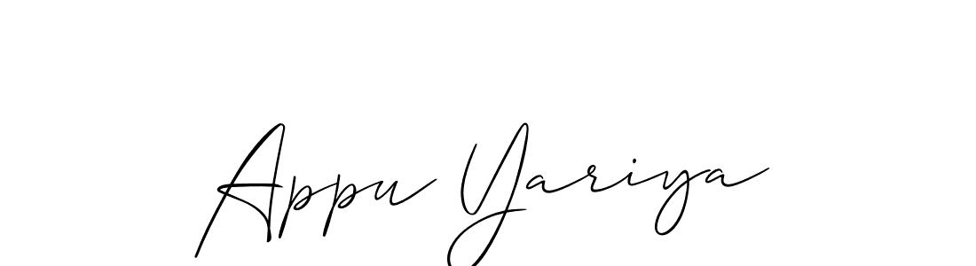 Also You can easily find your signature by using the search form. We will create Appu Yariya name handwritten signature images for you free of cost using Allison_Script sign style. Appu Yariya signature style 2 images and pictures png