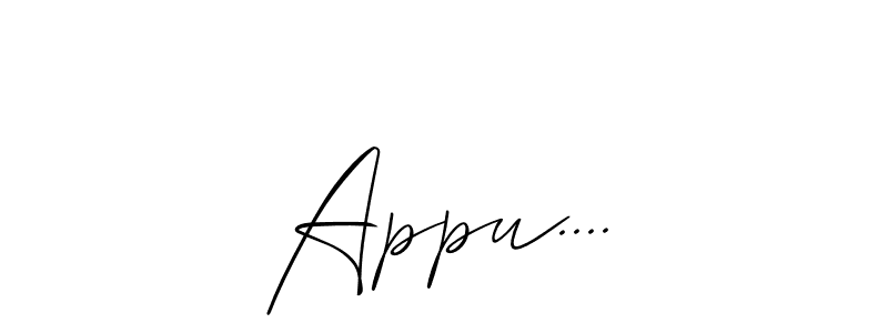 The best way (Allison_Script) to make a short signature is to pick only two or three words in your name. The name Appu.... include a total of six letters. For converting this name. Appu.... signature style 2 images and pictures png