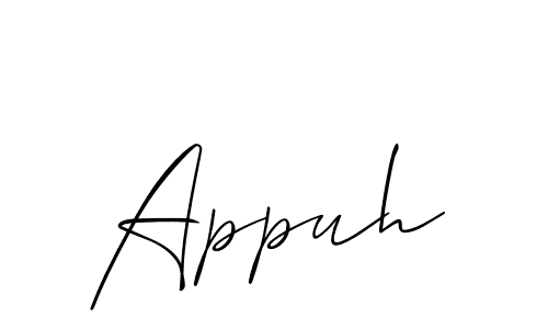 The best way (Allison_Script) to make a short signature is to pick only two or three words in your name. The name Appuh include a total of six letters. For converting this name. Appuh signature style 2 images and pictures png