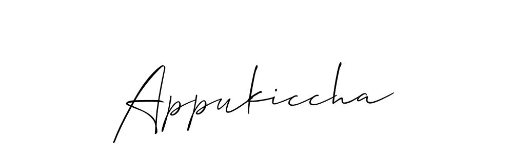 Design your own signature with our free online signature maker. With this signature software, you can create a handwritten (Allison_Script) signature for name Appukiccha. Appukiccha signature style 2 images and pictures png