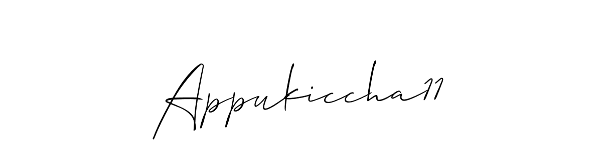 How to make Appukiccha11 name signature. Use Allison_Script style for creating short signs online. This is the latest handwritten sign. Appukiccha11 signature style 2 images and pictures png