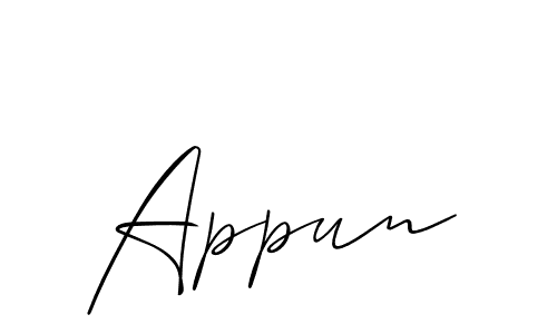 Create a beautiful signature design for name Appun. With this signature (Allison_Script) fonts, you can make a handwritten signature for free. Appun signature style 2 images and pictures png