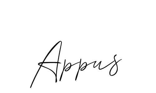 Use a signature maker to create a handwritten signature online. With this signature software, you can design (Allison_Script) your own signature for name Appus. Appus signature style 2 images and pictures png