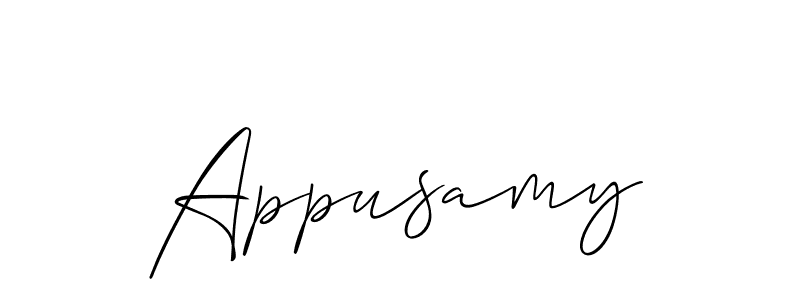 Create a beautiful signature design for name Appusamy. With this signature (Allison_Script) fonts, you can make a handwritten signature for free. Appusamy signature style 2 images and pictures png