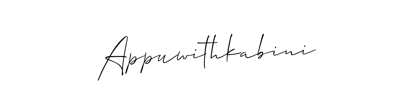if you are searching for the best signature style for your name Appuwithkabini. so please give up your signature search. here we have designed multiple signature styles  using Allison_Script. Appuwithkabini signature style 2 images and pictures png