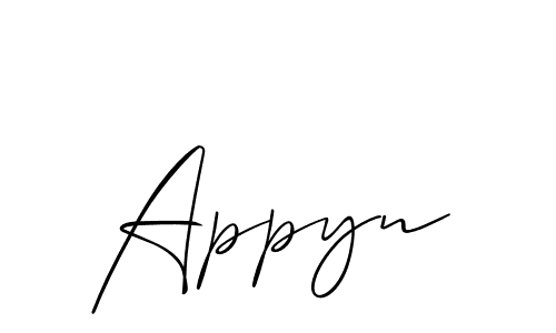 It looks lik you need a new signature style for name Appyn. Design unique handwritten (Allison_Script) signature with our free signature maker in just a few clicks. Appyn signature style 2 images and pictures png