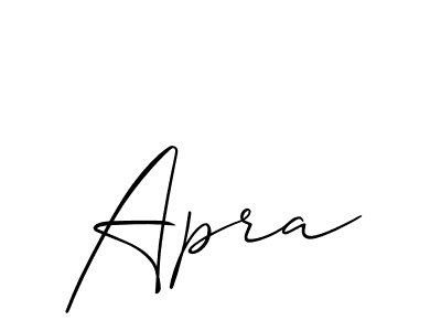 Create a beautiful signature design for name Apra. With this signature (Allison_Script) fonts, you can make a handwritten signature for free. Apra signature style 2 images and pictures png