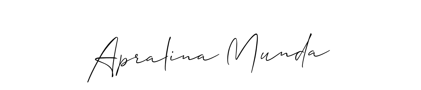 if you are searching for the best signature style for your name Apralina Munda. so please give up your signature search. here we have designed multiple signature styles  using Allison_Script. Apralina Munda signature style 2 images and pictures png