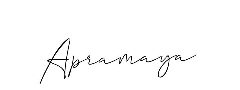 Create a beautiful signature design for name Apramaya. With this signature (Allison_Script) fonts, you can make a handwritten signature for free. Apramaya signature style 2 images and pictures png