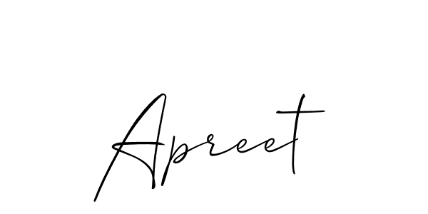 Also You can easily find your signature by using the search form. We will create Apreet name handwritten signature images for you free of cost using Allison_Script sign style. Apreet signature style 2 images and pictures png