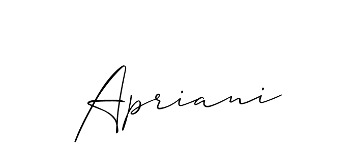 It looks lik you need a new signature style for name Apriani. Design unique handwritten (Allison_Script) signature with our free signature maker in just a few clicks. Apriani signature style 2 images and pictures png