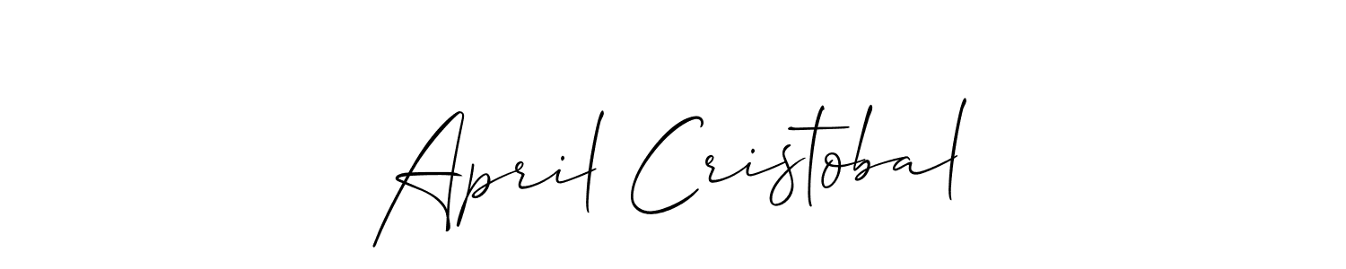 The best way (Allison_Script) to make a short signature is to pick only two or three words in your name. The name April Cristobal include a total of six letters. For converting this name. April Cristobal signature style 2 images and pictures png