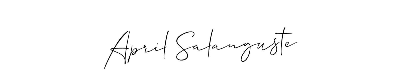 How to make April Salanguste name signature. Use Allison_Script style for creating short signs online. This is the latest handwritten sign. April Salanguste signature style 2 images and pictures png