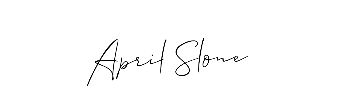 It looks lik you need a new signature style for name April Slone. Design unique handwritten (Allison_Script) signature with our free signature maker in just a few clicks. April Slone signature style 2 images and pictures png