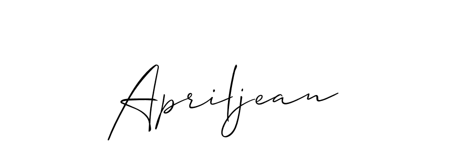 The best way (Allison_Script) to make a short signature is to pick only two or three words in your name. The name Apriljean include a total of six letters. For converting this name. Apriljean signature style 2 images and pictures png