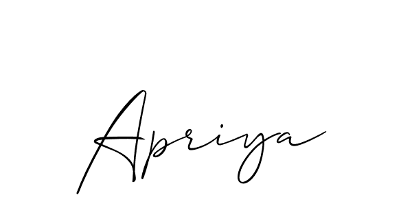 Create a beautiful signature design for name Apriya. With this signature (Allison_Script) fonts, you can make a handwritten signature for free. Apriya signature style 2 images and pictures png