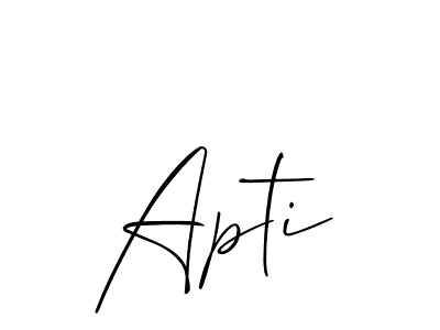 It looks lik you need a new signature style for name Apti. Design unique handwritten (Allison_Script) signature with our free signature maker in just a few clicks. Apti signature style 2 images and pictures png