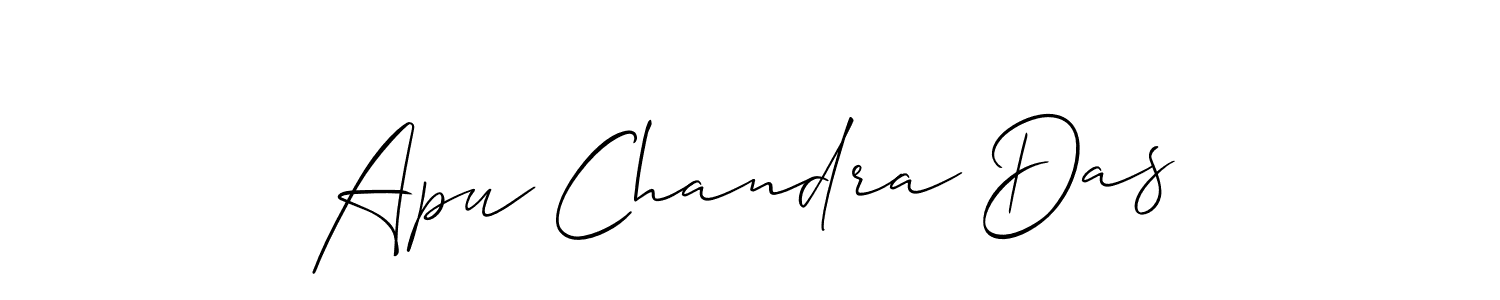 Similarly Allison_Script is the best handwritten signature design. Signature creator online .You can use it as an online autograph creator for name Apu Chandra Das. Apu Chandra Das signature style 2 images and pictures png