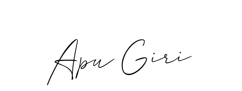 Design your own signature with our free online signature maker. With this signature software, you can create a handwritten (Allison_Script) signature for name Apu Giri. Apu Giri signature style 2 images and pictures png